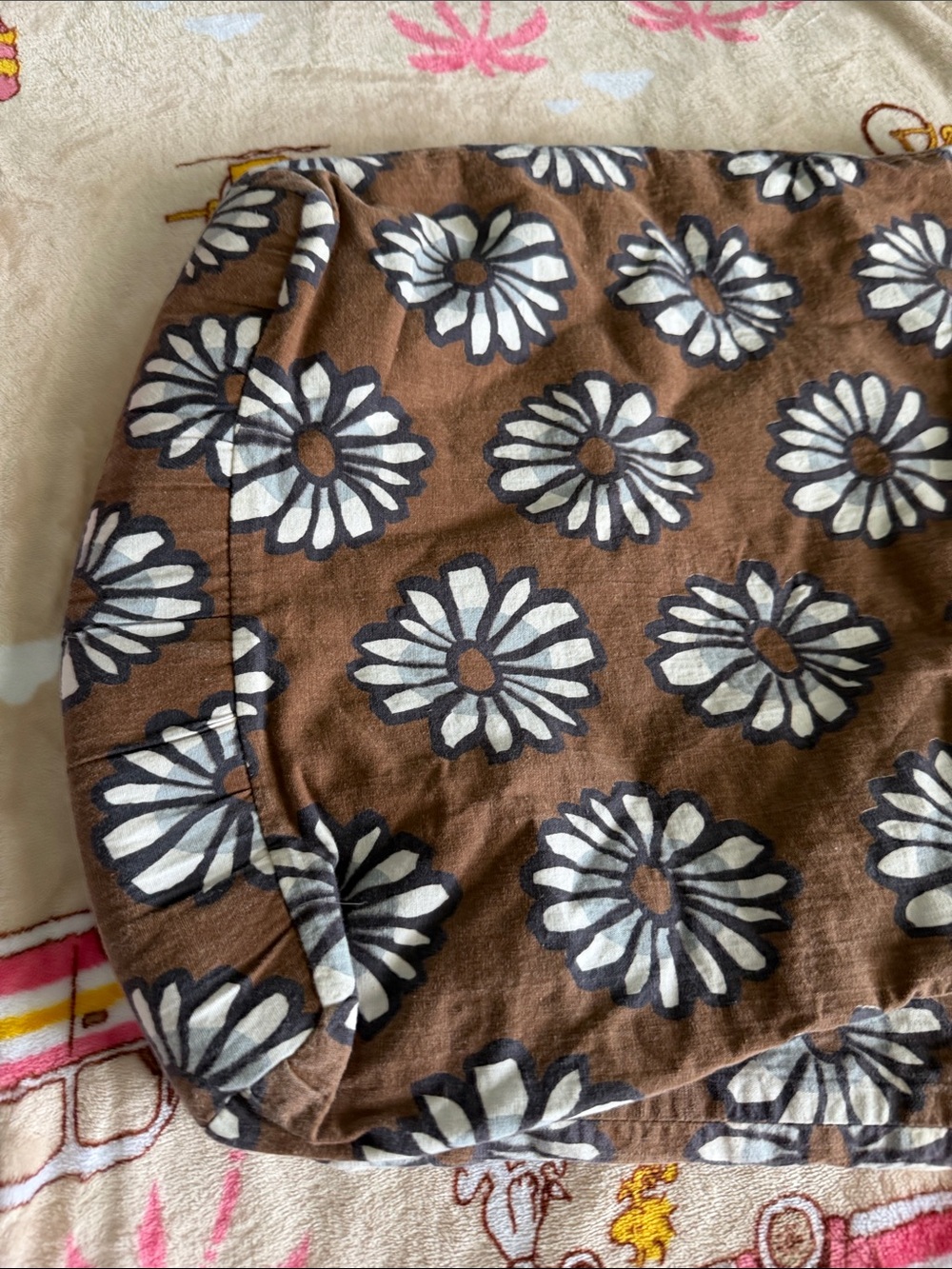 Brown Floral Daisy Tote Bag Casual Shoulder Bag Summer Medium Tote Beach Travel - Picture 5 of 11